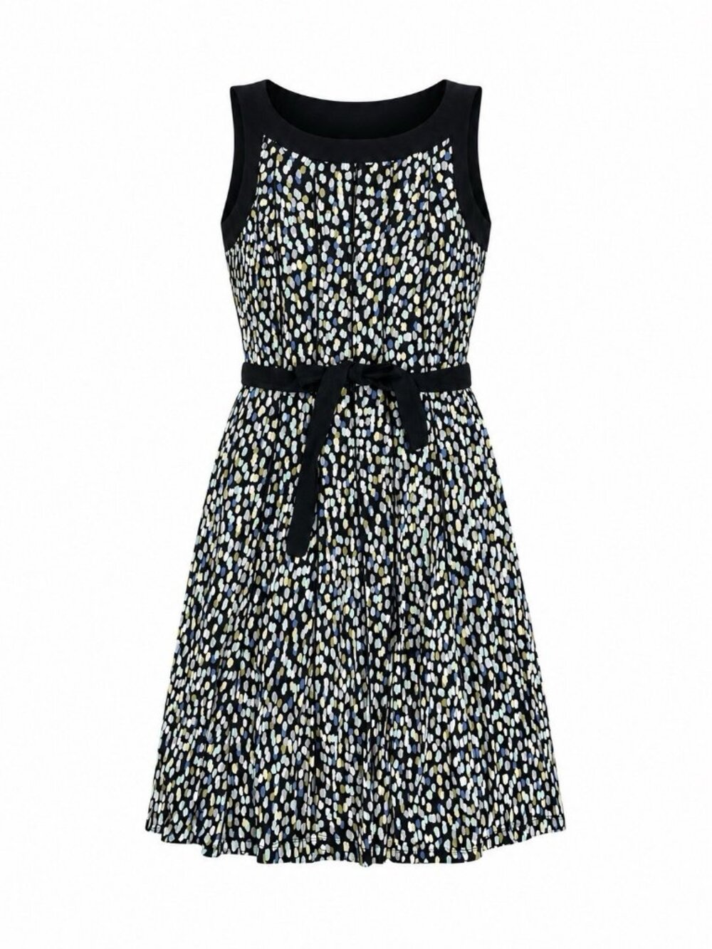 Perceptions New York Sleeveless Fit Flare Dress Womens Sz M Confetti Dot Midi